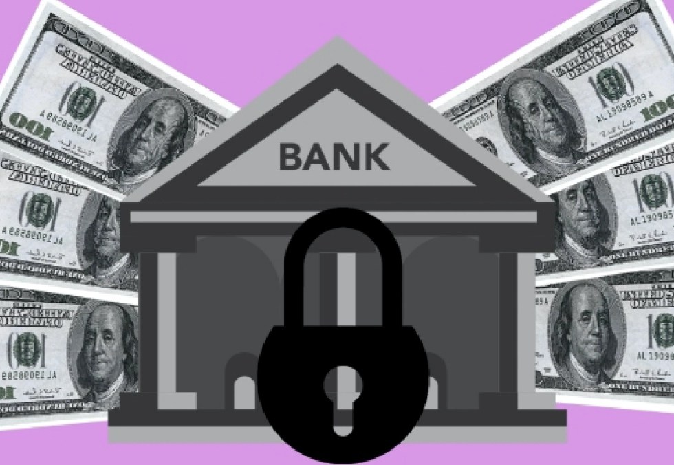 banned accounts image shows a bank with a lock on its symbol and money coming out of it but without granted access to anyone